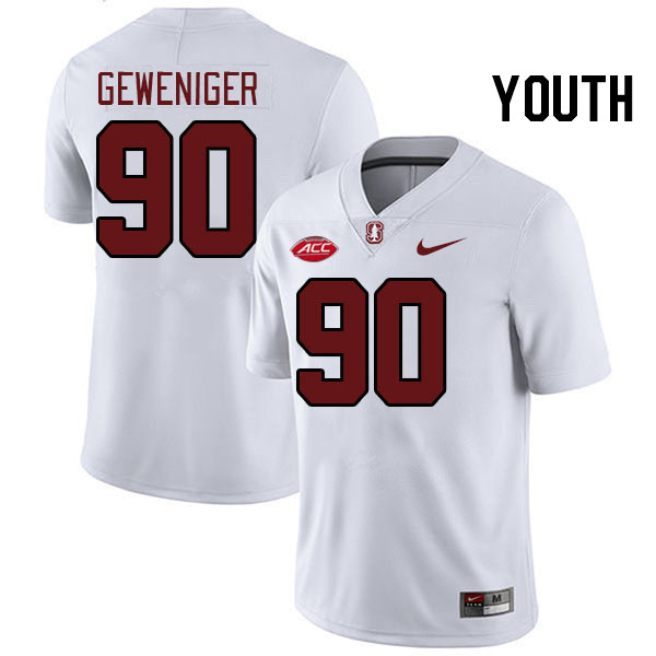 Youth #90 Gavin Geweniger Stanford Cardinal 2024 ACC Conference College Football Jerseys Stitched-Wh